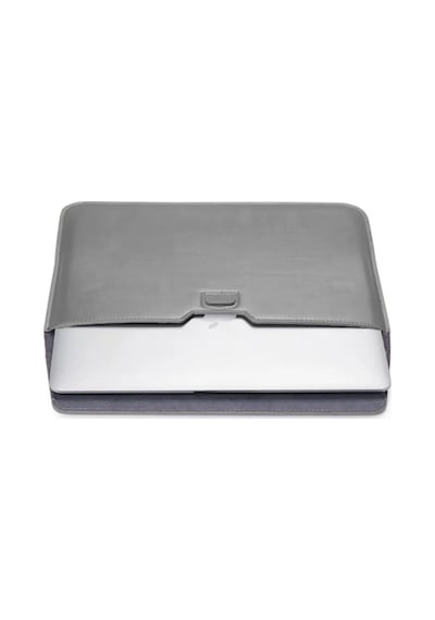 Apple Uyumlu MacBook Air M2 15 Inç 2023 M2 Çip A2941 Deri Mıknatıslı Çanta Stantlı Şık Tasarım Koyu Gri