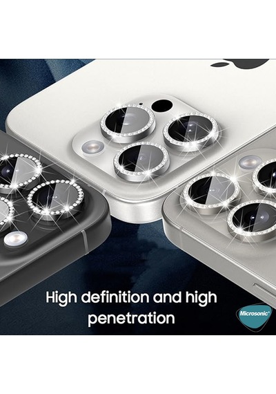 Microsonic Apple Uyumlu iPhone 17 Tekli Diamond Taşlı Kamera Koruma Camı Yeşil