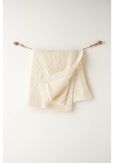 Bebek Triko Battaniye 85x100 CM Knitted Blanket Ac26345 Ekru