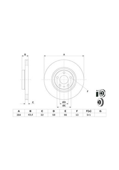 Fiat Doblo 1.3mj 2016-2023 Bosch Ön Disk 284 Mm 2 Adet
