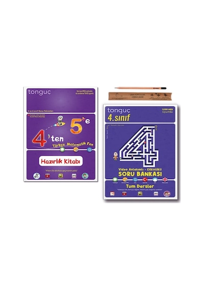 Tonguç 5. Sınıf 4 ten 5 e Hazırlık Tekrar Kitabı - 4. Sınıf Etkinlikli Soru Bankası Tüm Dersler Set 2 Kitap