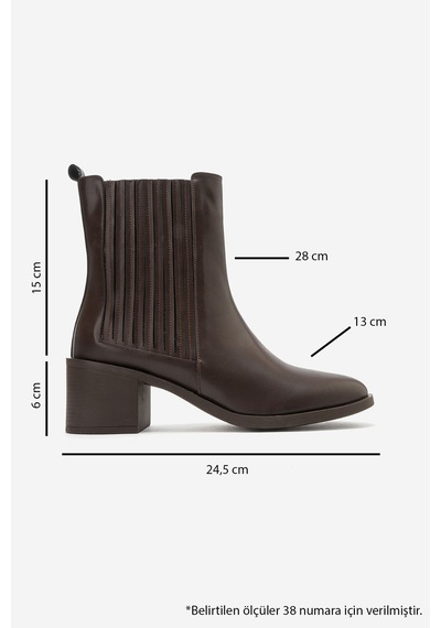 Luvi Shoes Alberta Kahverengi Cilt Kadın Kalın Topuklu Bot