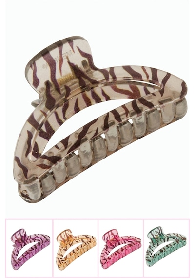 Zebra Desenli Oval Mandal Toka 8 Cm Krem