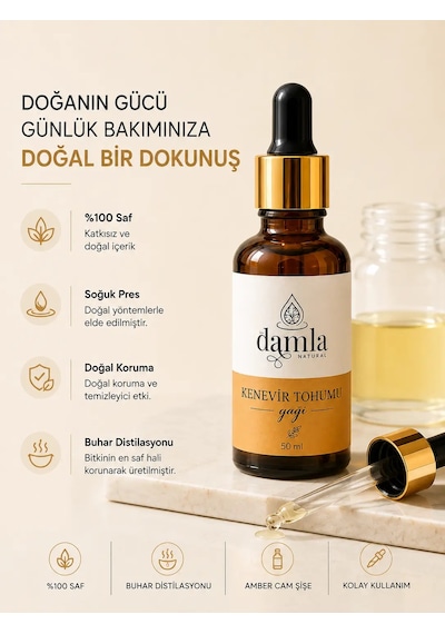 Biodamla Natural Kenevir Tohumu Yağı 50 Ml
