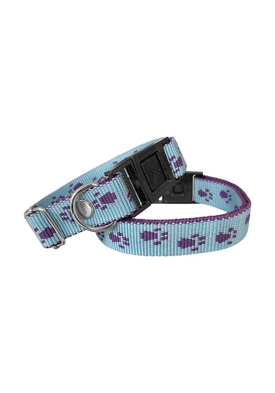 Köpek Tasması Patili Dokuma 2 Cm - Min: 30 Cm - Max: 50 Cm Açık Mavi - Elm-299985 Çok Renkli
