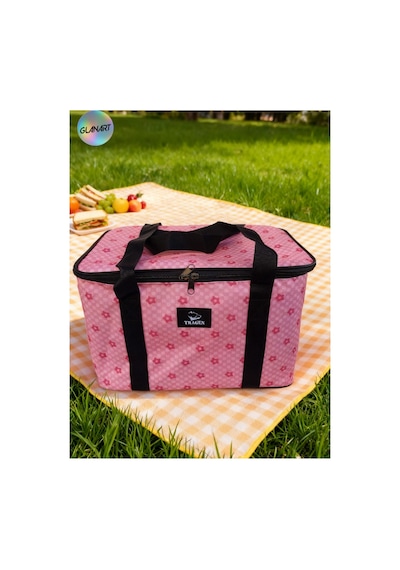 Piknik, Seyahat, Kamp Çantası Sıcak- Soğuk Termos Özellikli 8-10 Saat Muhafaza 40 Litre Pembe