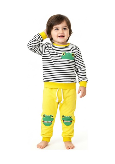 Miababy Figür Baskılı 2 Li Takım Sarı