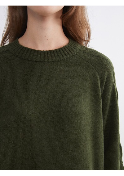 Lcw Modest Yeşil Bisiklet Yaka Kadın Triko Tunik