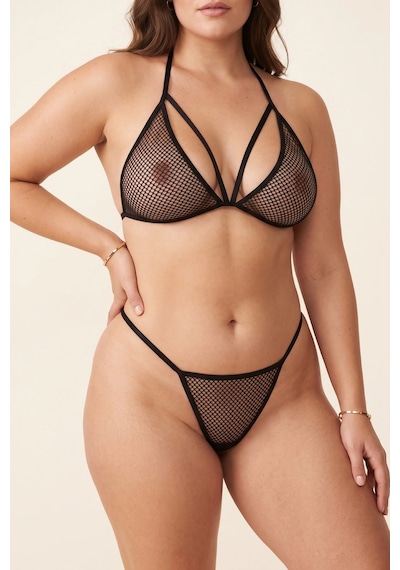 Veraura Lifestyle Siyah Boyundan Bağlamalı File Bralet Ve T-string Fantazi Takım Tm1482