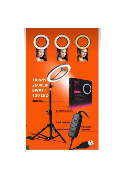 Ringlight Led Işık Selfie Makyaj Kuaför Tiktok Youtuber 2m Tripod 26 Cm Stüdyo Işığı