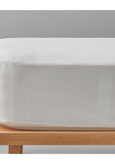 English Home Comfort Pamuklu Sıvı Geçirmez Çift Kişilik Yatak Koruyucu Alez Beyaz Beyaz