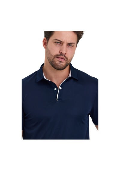 Erkek Kısa Kol Polyester Polo Yaka Fonksiyonel Tişört Dark Navy Lacivert
