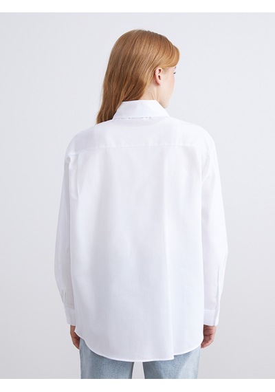 Lcw Modest Ekru Oversize Kadın Gömlek Tunik