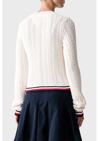 Tommy Jeans Bisiklet Yaka Saç Örgü Kazak Kadın Kazak Dw0dw22933 Ybh Beyaz