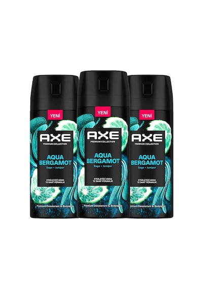 Axe Premium Collection Erkek Sprey Deodorant Aqua Bergamot 72 Saat Ferahlık 150 Ml X3