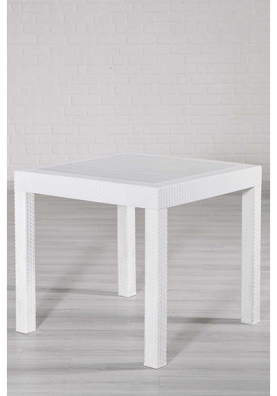 Rattan 80x80 Camsız Beyaz Masa - Bahçe&balkon&teras Çok Renkli
