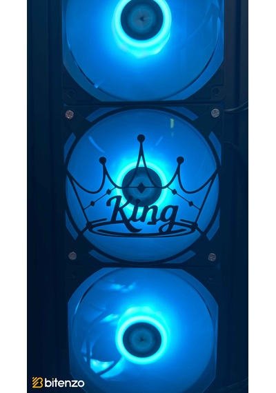 Kral Tacı "king" Yazılı 120x120 Mm Oyun Pc Aksesuarı, Masaüstü Bilgisayar Fan Kapağı Siyah
