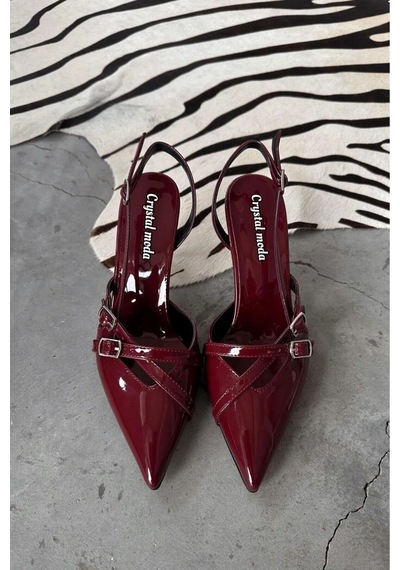 Markasende Stan Bordo Rugan Stiletto Kadın Ayakkabısı Bordo