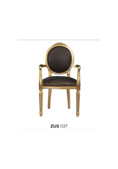 Bengimobilya Sandalye Zus037 Çizgili Madalyon Taht Model Tam Kolçak Gold Örgü