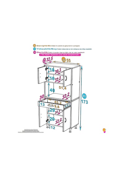 Eliusta Nordi 4 Kapak 2 Raflı Beyaz Dolap 55x173x32,5 Cm Çekmeceli Çok Amaçlı Banyo/mutfak Dolabı Beyaz
