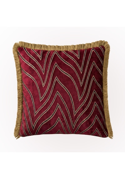 "vellora" Desenli Püsküllü Kırlent Kılıfı - 45x45 Bordo