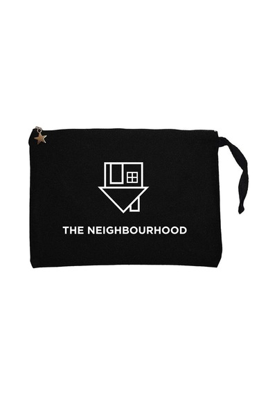 The Neighbourhood Logo Text Siyah Clutch Astarlı Cüzdan / El Çantası