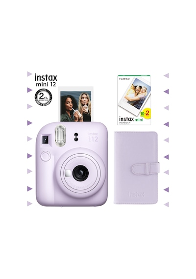 Fujifilm Instax Mini 12 Fotoğraf Makinesi + 20'li Film + Laporta Albüm Seti Lila