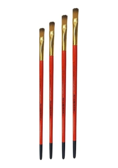 Süper 4'lü Sentetik Yağlı Ve Akrilik Boya Fırça Seti, 4 Parça, 2.5mm Fırça Genişliği, 15cm Sap