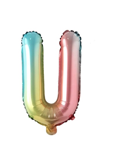 U Harf Gökkuşağı Folyo Balon16 İnç 36 cm