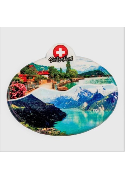 İsviçre Alp Dağları Temalı Oval Magnet