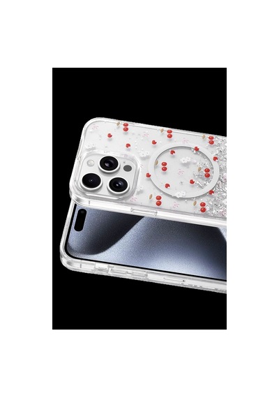 Onegif Apple İphone Uyumlu 14 Pro Max Misk Simli Magsafe Kapak - Desen 5 Çok Renkli