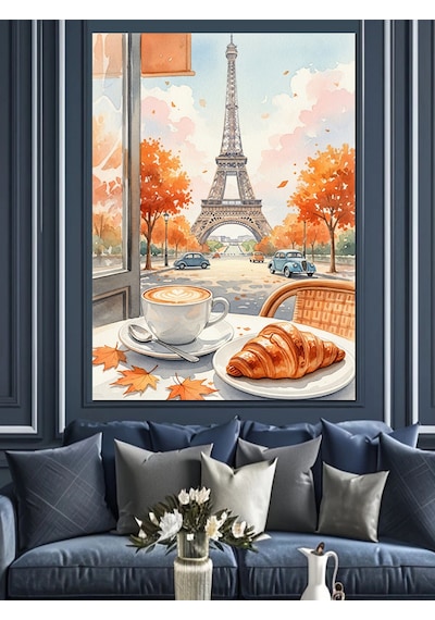 Ahşap Tablo Paris Sonbahar Kahvaltı Manzarası