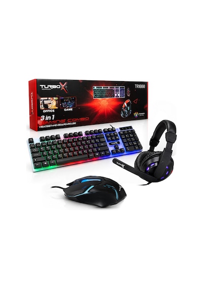 Turbox Trx-108 Bundle Kablolu Klavye Mouse Rgb Kulaklık Optik