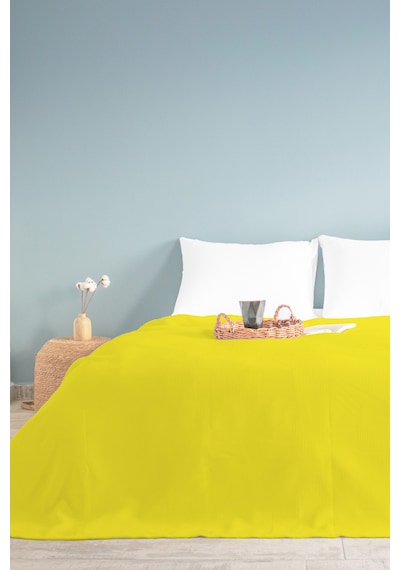 Çift Kişilik Sarı Dama Desenli Pike. Damalı Otel Pikesi 200 X 230