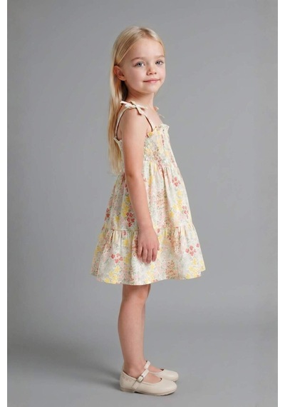 Defacto Floral Askılı Elbise Kız Bebek H8454a526hswt47 Beyaz-wt47