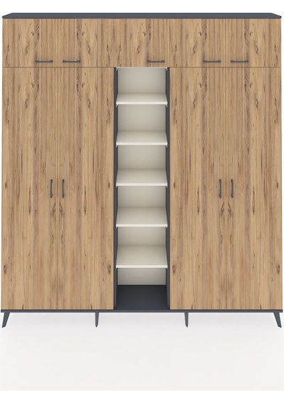 Arges Dolap 12 Raflı 9 Kapaklı 2 Askılı 220x30x243 Antrasit-çam/aytaşı Atlas Çam/aytası Arges Dolap 12 Raflı 9 Kapaklı 2 Askılı 220x30x243 Antrasit-çam/aytaşı Atlas Çam/aytası