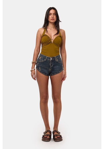 it's basic Kadın Koyu Kot 11s6 Süper Mini %100 Koton Denim Şort