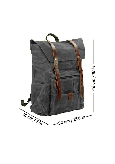 Diwu Retro Mumlu Kanvas Deri Büyük Outdoor Sırt Çantası Gri Çok Renkli