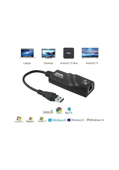 Usb 3.0 RJ45 1000 Mbps Ethernet Gigabit Adaptör Çevirici Kartı