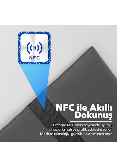 Woyax S-touch 15-16 İnç Kahverengi Nfc Özellikli Laptop Çantası Su Geçirmez Apple Macbook Uyumlu Kılıfı Apple iPad Tablet El Çantası Gri