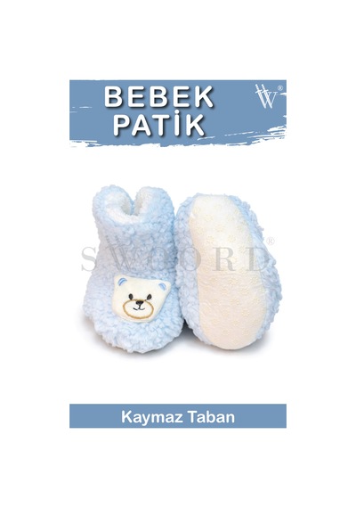Swoord Peluş Astarlı Ve Yüzeyli Kaydırmaz Taban Çocuk Patik Çocuk Panduf Mavi