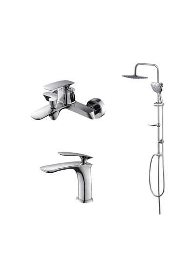 Newarc Slim 121521-121511-121530 Lavabo Banyo Bataryası Duş Ünitesi Set Krom
