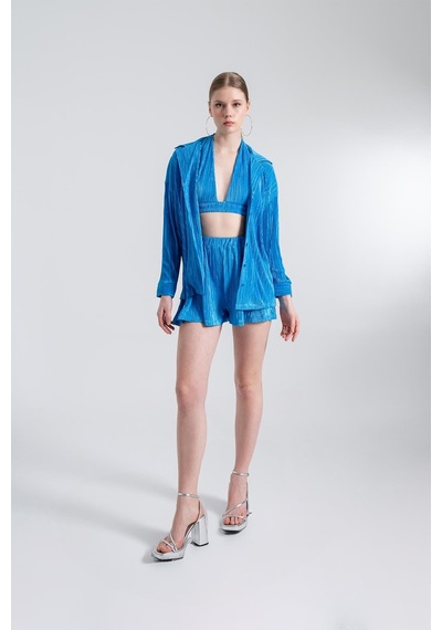 Holly Lolly Oversize Düğme Kapamalı Comfy Oversize Gömlek Mavi