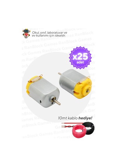 25'li Paket Dc Deney Motoru - Okul Ve Sınıflar İçin Meb Uyumlu Arduino Uyumlu