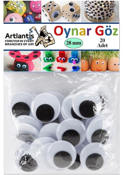 Oynar Göz Siyah 28 Mm 20 Li 1 Paket Oynayan Göz 28mm Hobi Tasarım Anasınıfı Kreş Etkinlik Elişi