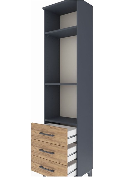 Arges Dolap 3 Raflı 3 Çekmeceli 44x30x182 Antrasit-çam Antrasit