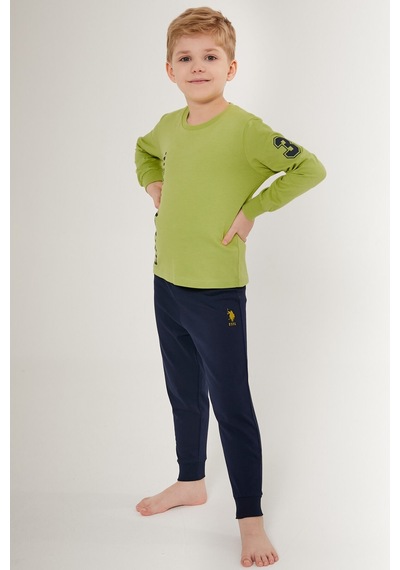 U.s. Polo Assn Multicolored Yeşil Erkek Çocuk Uzun Kol Pijama Takım Fıstık Yeşili