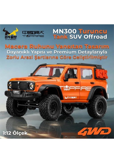 Mn Model Mn300 1/12 Tank Suv 4wd Rc Crawler Offroad Uzaktan Kumandalı Araba Arazi Aracı Model Car Truck Rtr Turuncu Mn-300 +dahili Işık Seti Mnmodel/mn300-orange