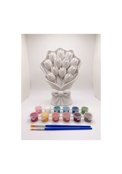 Lale Buketi Sevgili Boyama Seti Çiçek Buketi Taş Boyama Obje 20cm - 916343652
