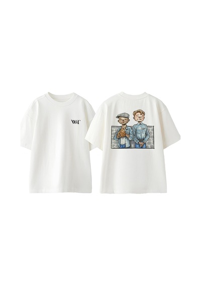 Thewert Esaretin Bedeli Çizimi Tasarım Sırt Baskılı Pamuk Beyaz Oversize T-shirt